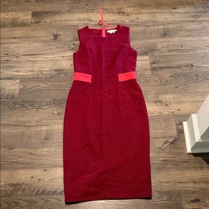 Boden Sleeveless Burgundy and Pink Midi Dress